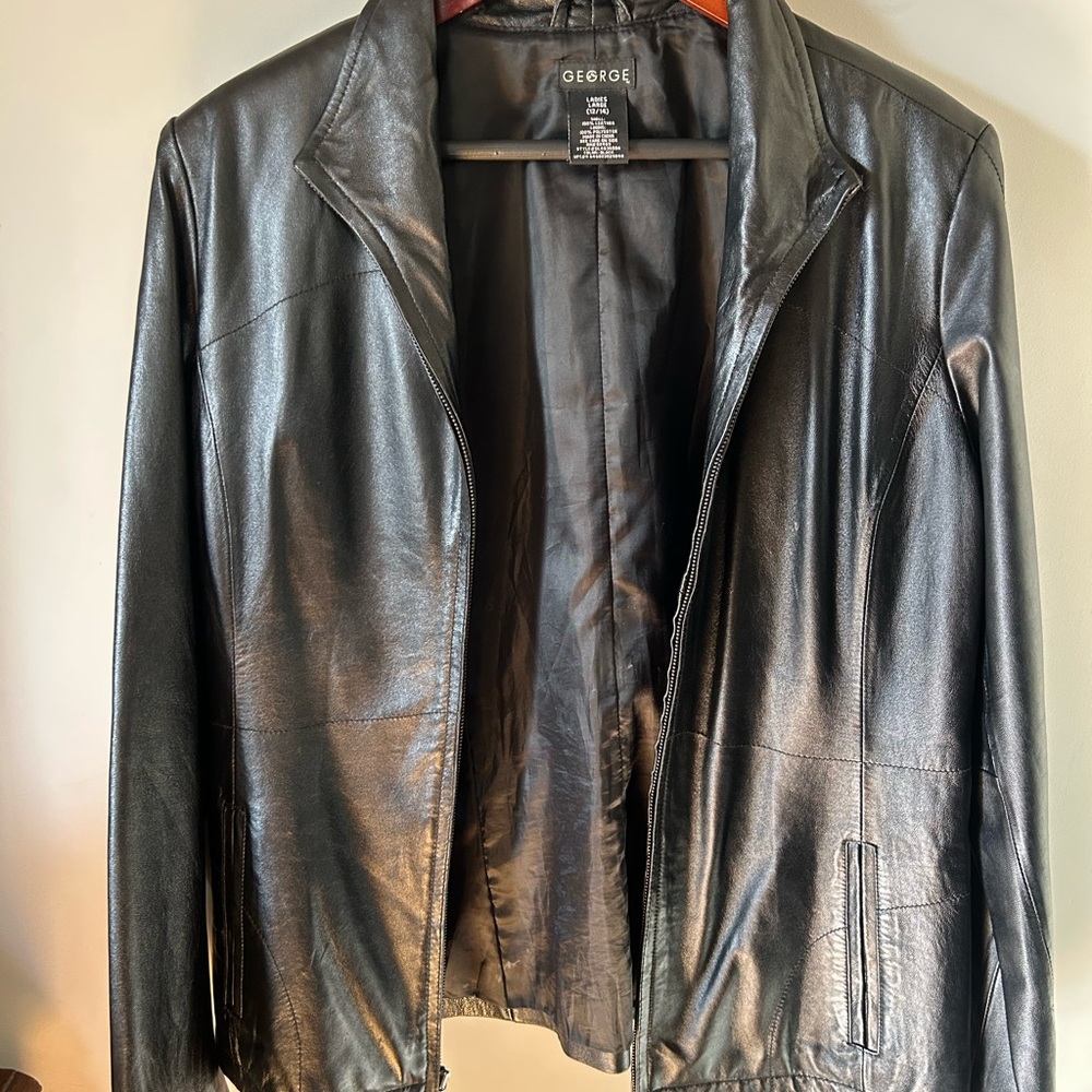 George Ladies Black Leather Jacket